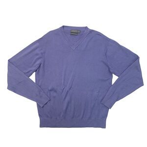 Talbots Sweater Mens M Medium Amethyst V Neck Pima Cotton Pullover Long Sleeve